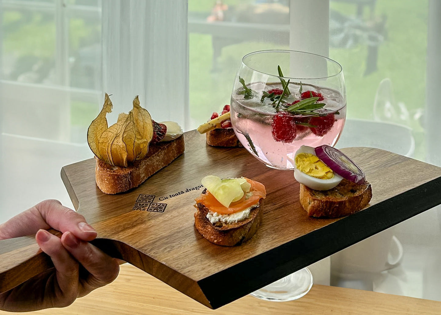 Christmas appetizer tray idea with personalized wooden board