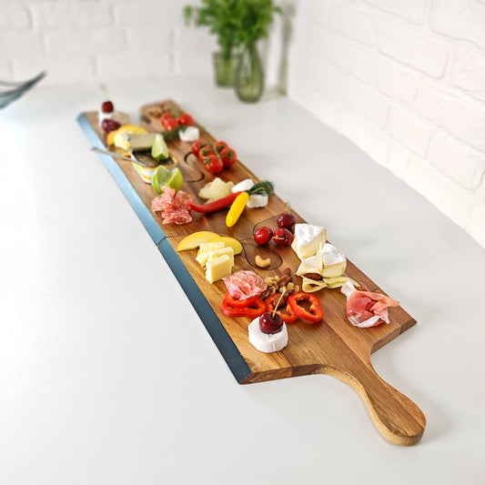 Set 3 platouri puzzle din lemn de acacia – design natural și versatil pentru servire - Platera Romania