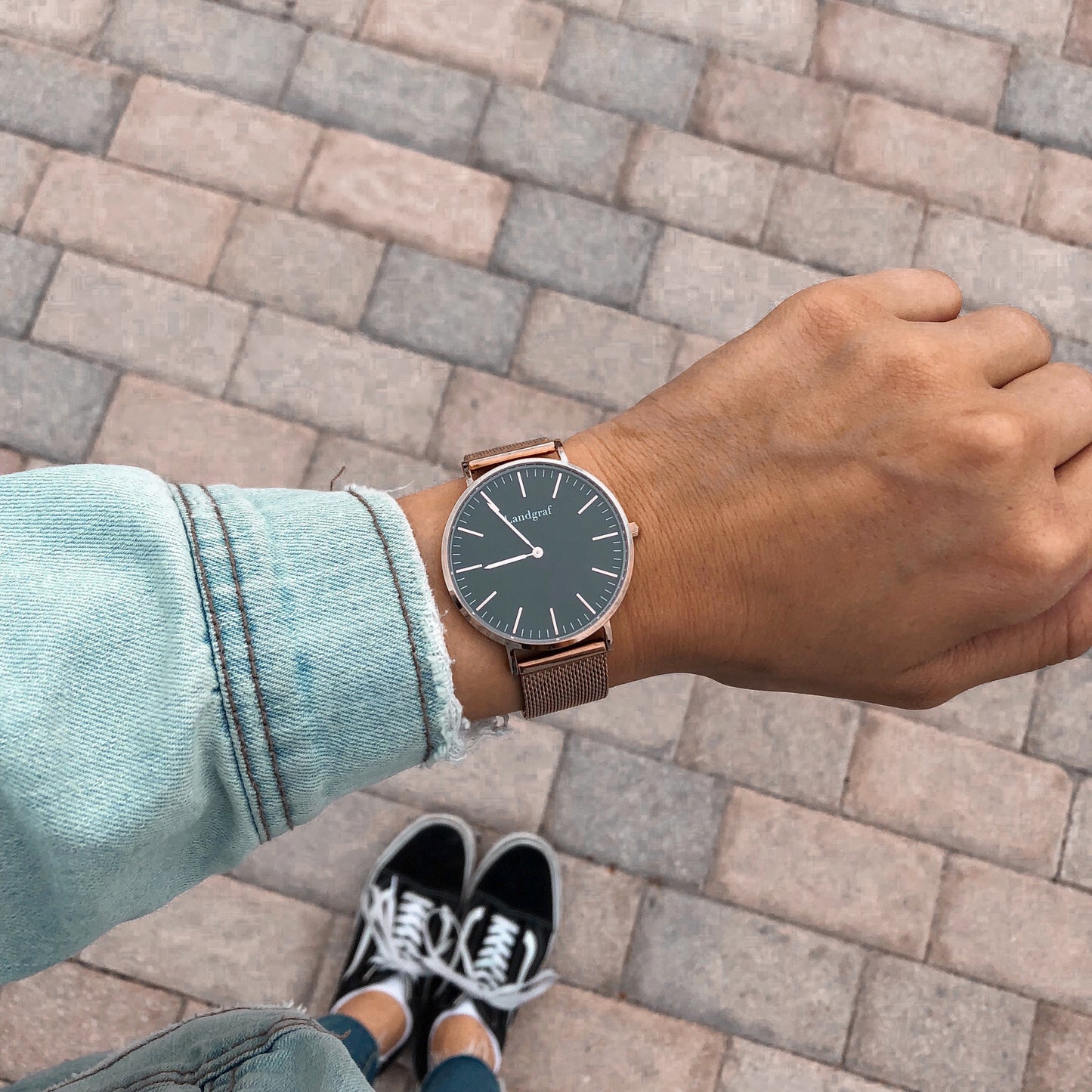 Elegant watch with mesh strap