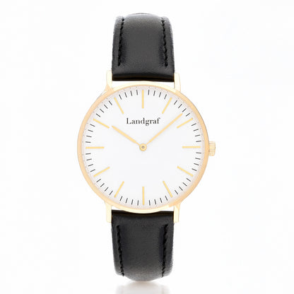 Elegant women's watch with genuine leather strap