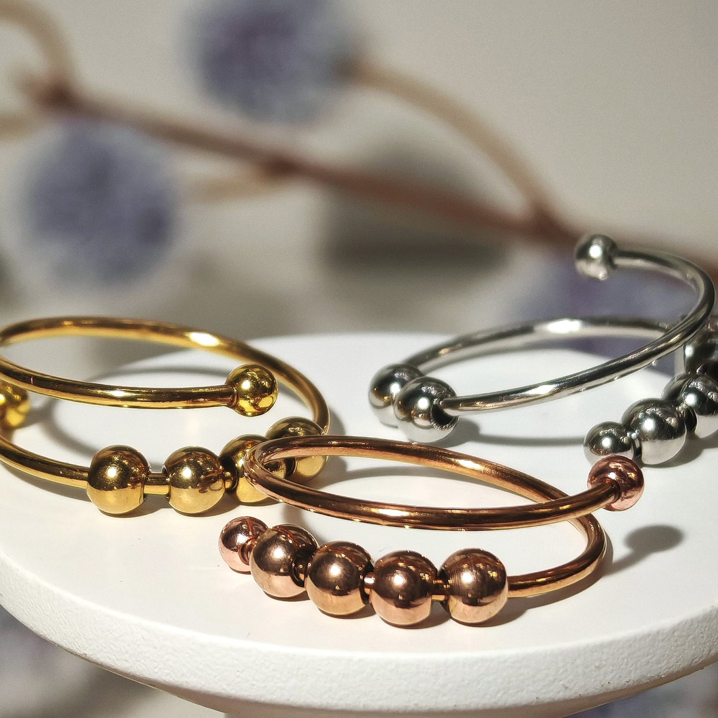 Adjustable anti-anxiety stainless steel ring – gold, silver, rose gold