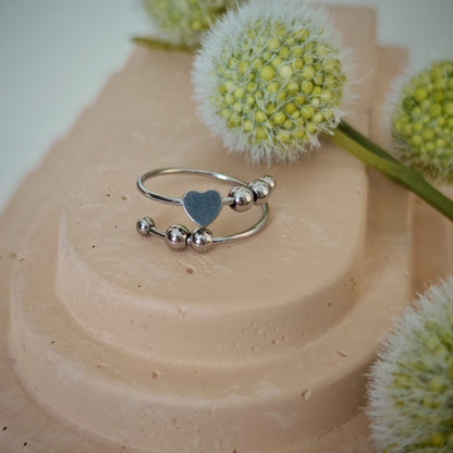 Set of 3 anti-anxiety rings – silver stainless steel with heart, star, moon