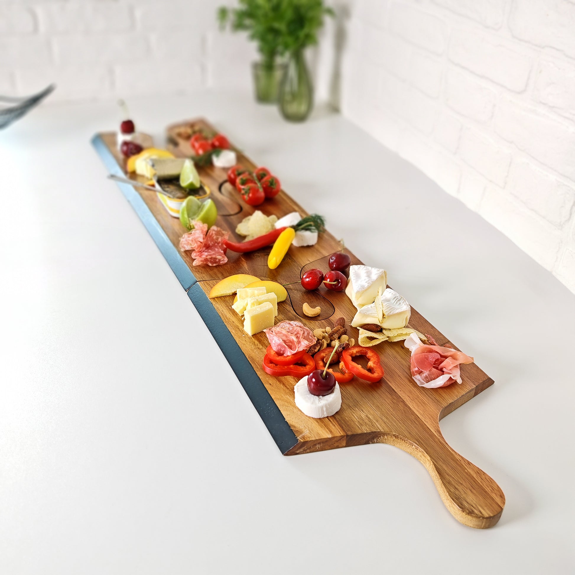 Set 3 platouri puzzle din lemn de acacia – design natural și versatil pentru servire - Platera Romania