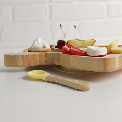 Farfurie din bambus pentru copii – model Elefant, cu ventuză antiderapantă - Platera Romania