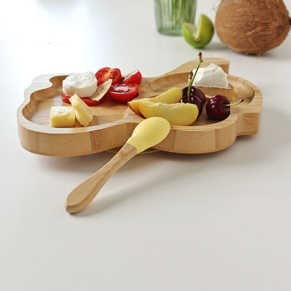 Farfurie din bambus pentru copii – model Elefant, cu ventuză antiderapantă - Platera Romania