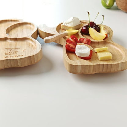 Farfurie din bambus pentru copii – model Elefant, cu ventuză antiderapantă - Platera Romania