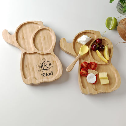 Farfurie din bambus pentru copii – model Elefant, cu ventuză antiderapantă - Platera Romania