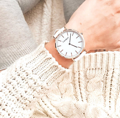 Elegant women's watch with genuine leather strap