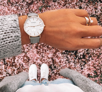 Elegant women's watch with genuine leather strap