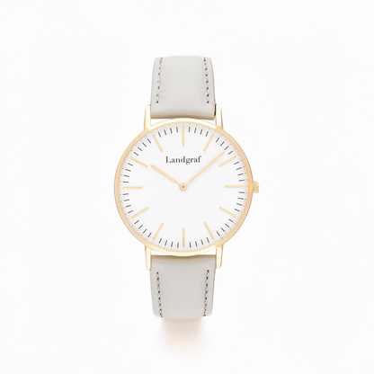 Elegant women's watch with genuine leather strap