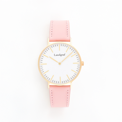 Elegant women's watch with genuine leather strap