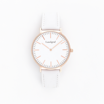 Elegant women's watch with genuine leather strap