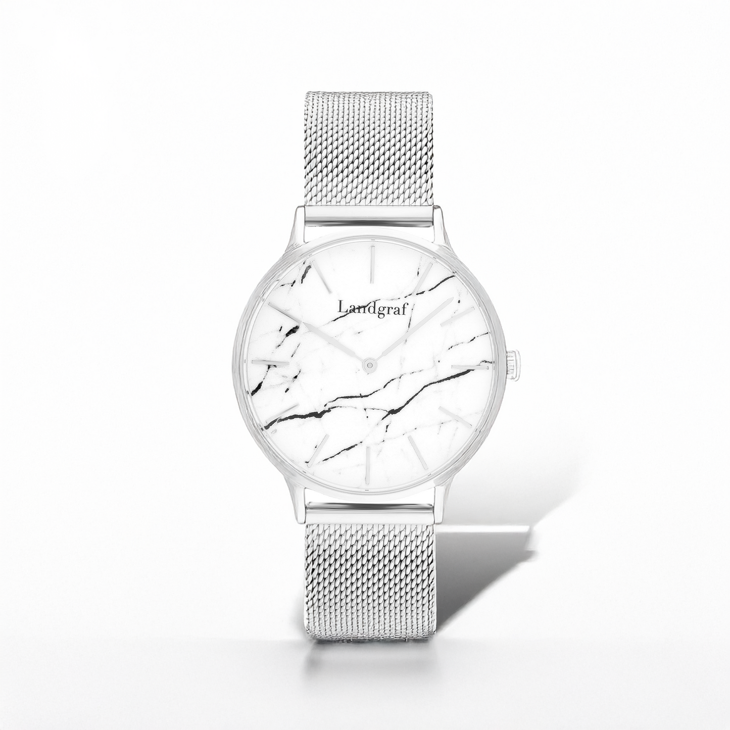 Women's watch with marble dial and mesh bracelet