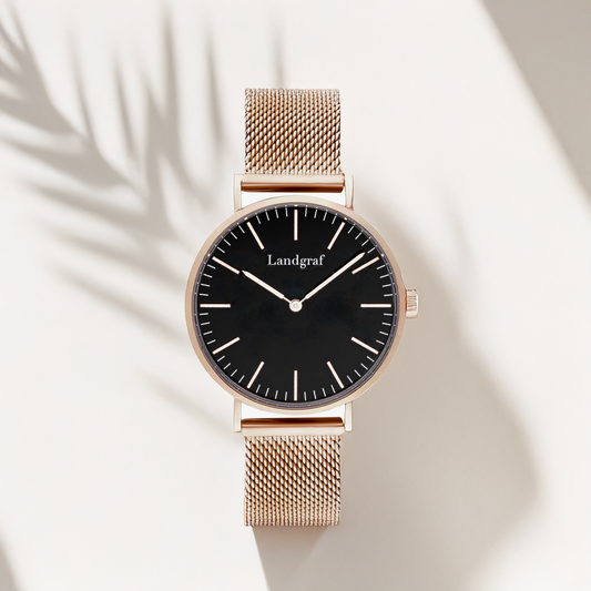 Elegant watch with mesh strap